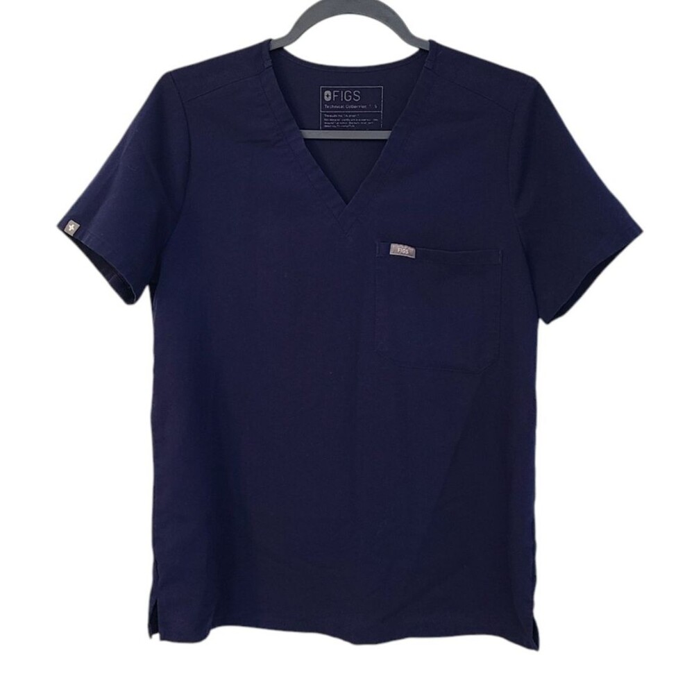 Figs Technical Collection Scrub Top Womens S Catarina One-Pocket Blue V Neck